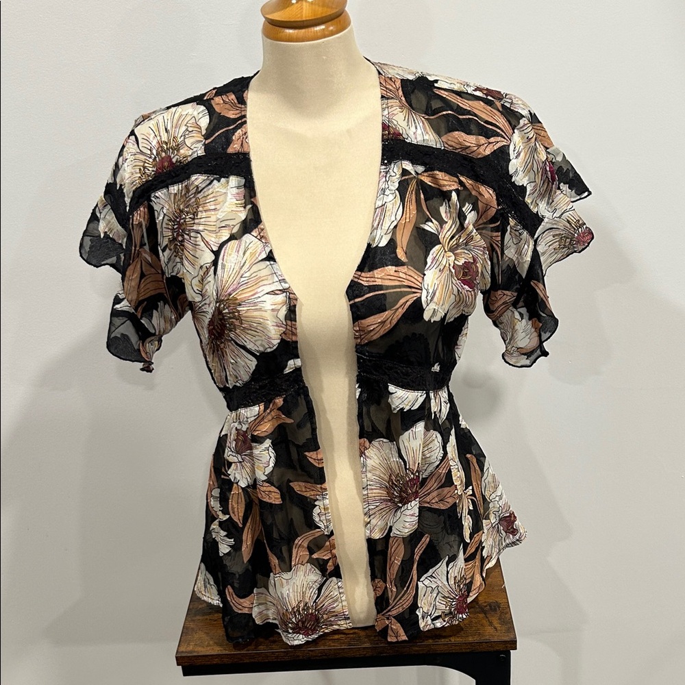 B.O.G. Collective Floral Black and Cream Blouse
